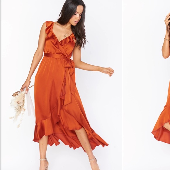 Show me your Mumu Samantha Ruffle in burnt orange worn once! Small - Picture 2 of 4